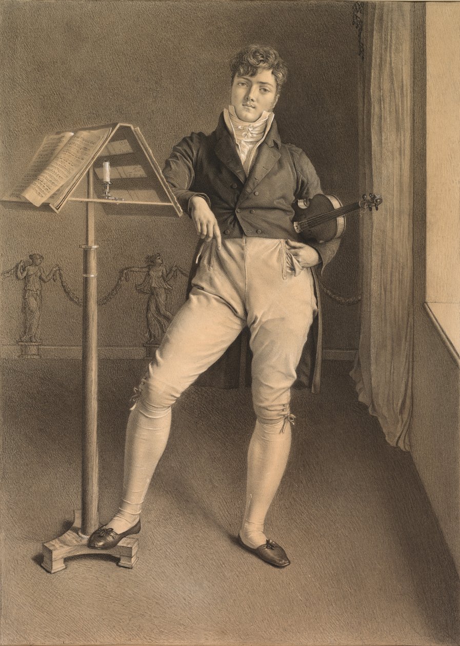 Porträtt av violinisten Jean Vidal (1789-1867) av Adrien Victor Auger