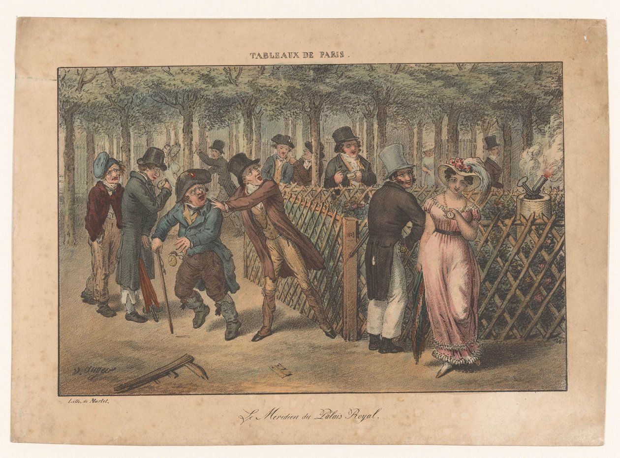 Solur av Palais-Royal Le Meridien du Palais Royal Parisiska scener (serietitel) Tableaux de Paris (serietitel på objekt) av Adrien Victor Auger