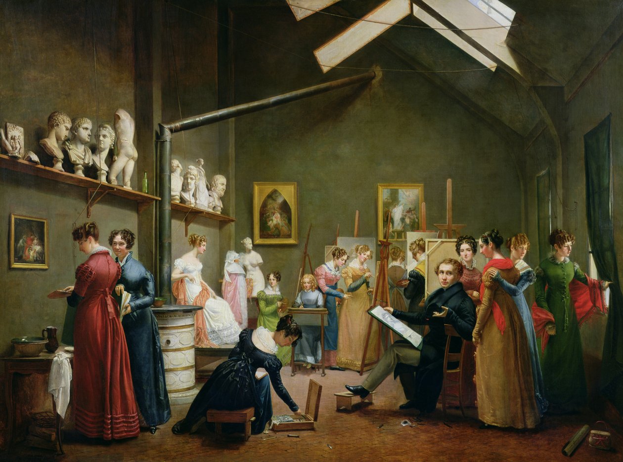 Interiör i Alexandre Denis Abel de Pujols (1787-1861) studio av Adrienne Marie Grandpierre Deverzy