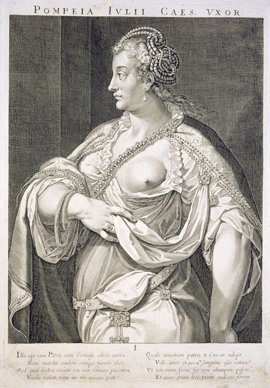 Pompeia (d. 122 e.Kr.) hustru till Julius Caesar av Aegidius Sadeler or Saedeler