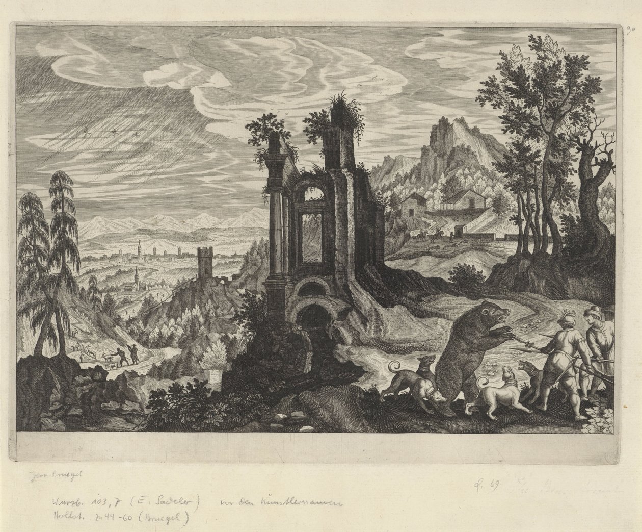 Landskap med björnjakt av Aegidius Sadeler (II) (rejected attribution)