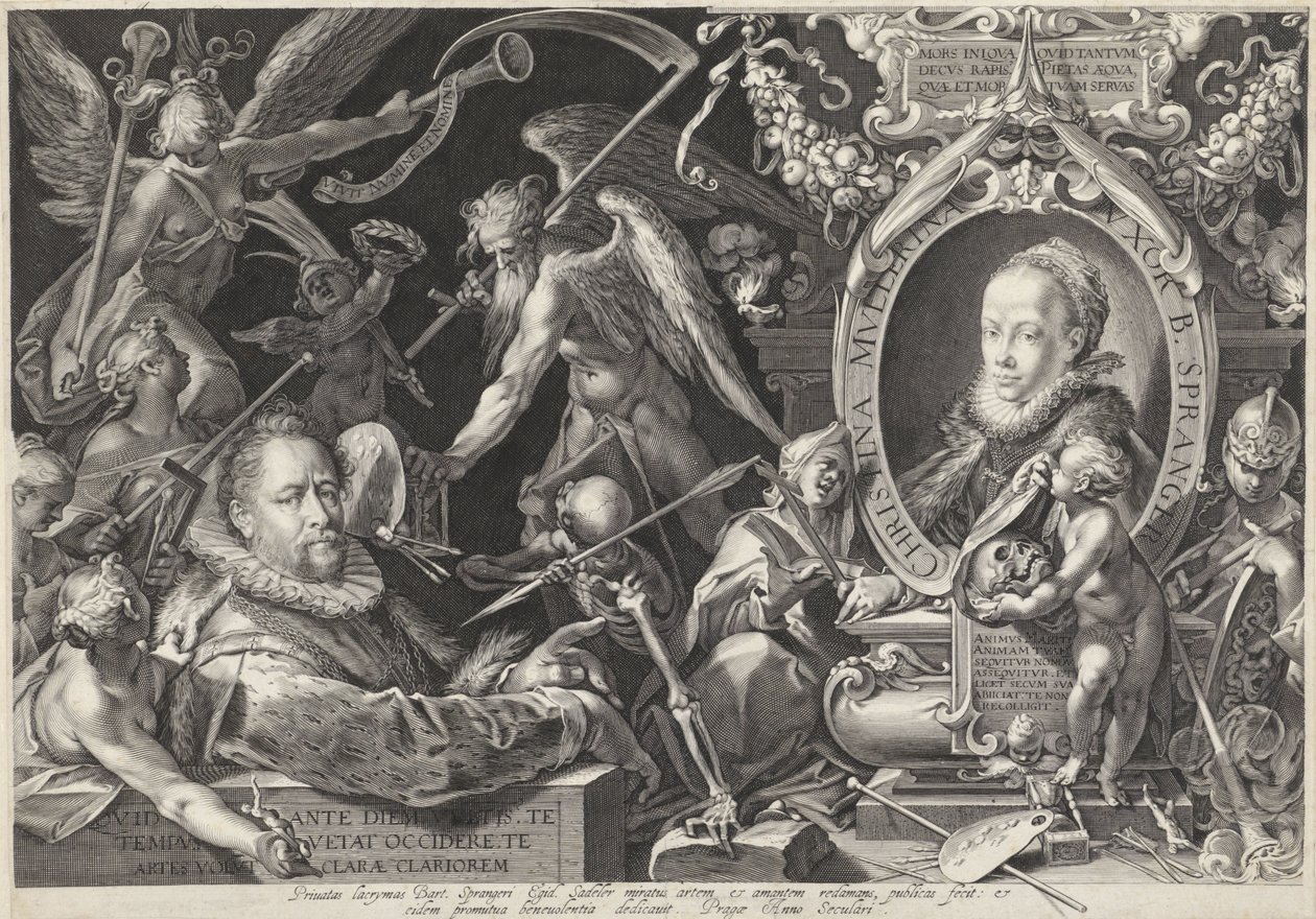 Allegoriskt porträtt av Bartholomeus Spranger och hans hustru Christina Muller av Egidius  Sadeler (II)
