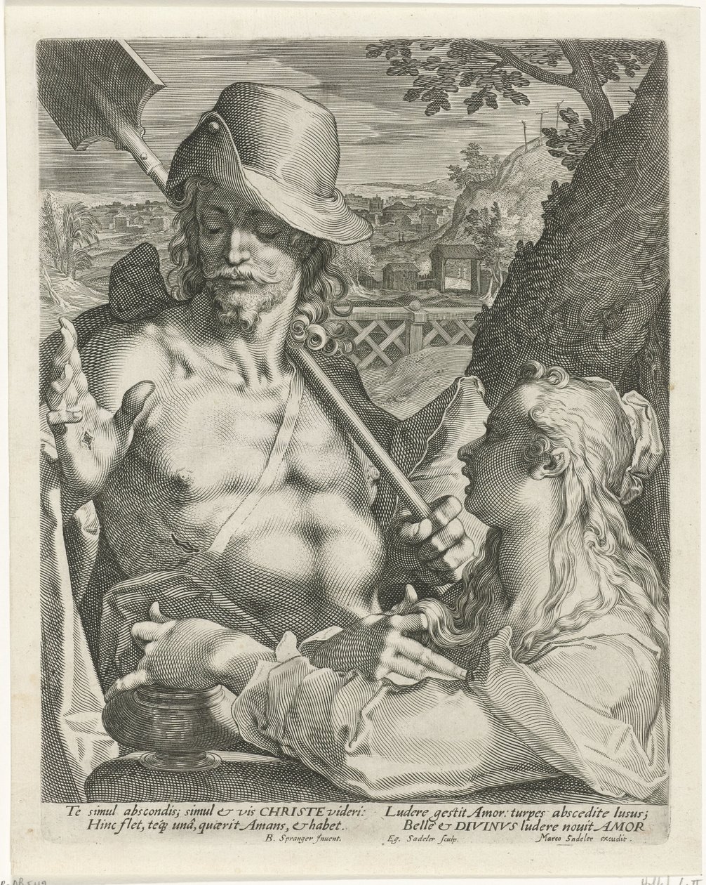 Kristus visar sig som trädgårdsmästare för Maria Magdalena (Noli mi tangere) av Egidius  Sadeler (II)