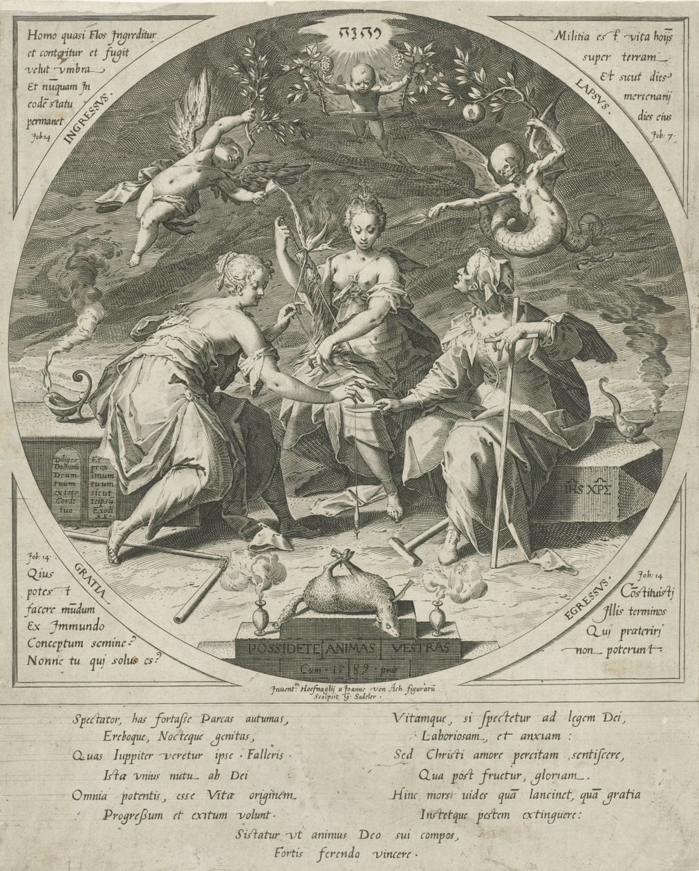 De drie schikgodinnen Possess Your Souls (titel på objekt) av Egidius  Sadeler (II)