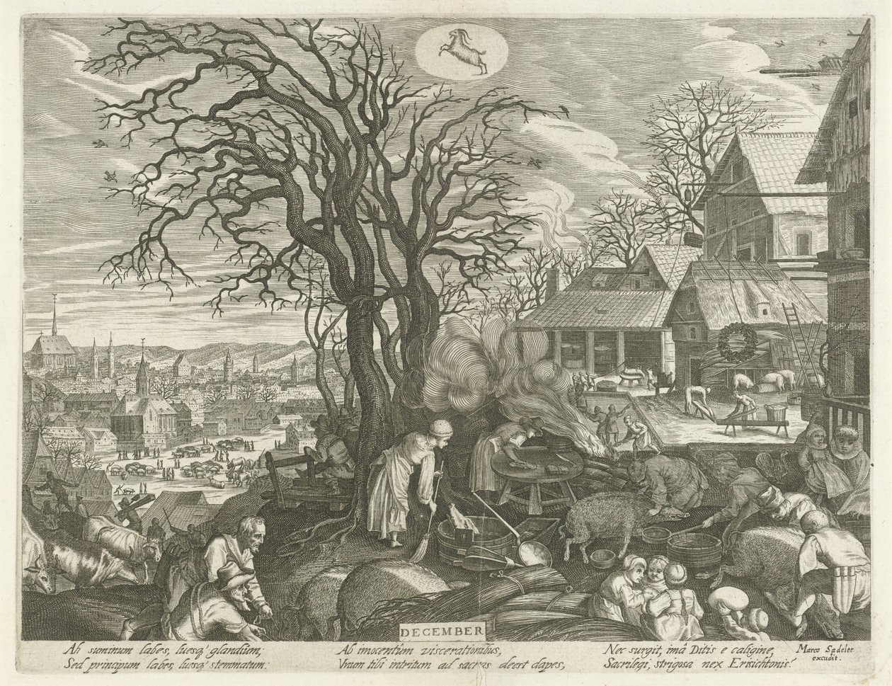 December (titel på objekt) De tolv månaderna (serietitel) av Egidius  Sadeler (II)