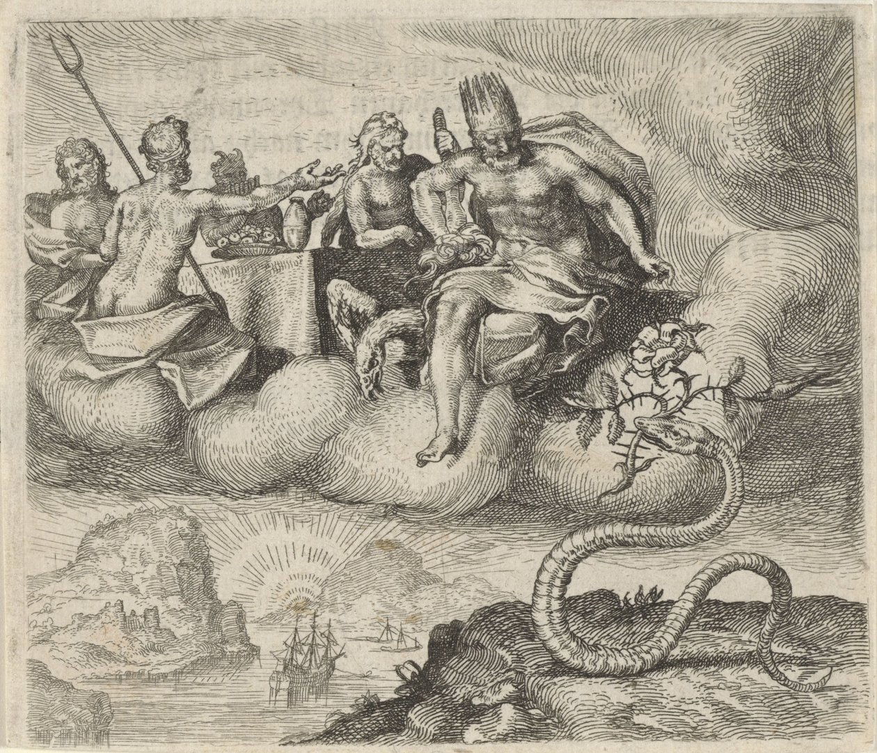 Fabel om Jupiter och ormen av Egidius  Sadeler (II)