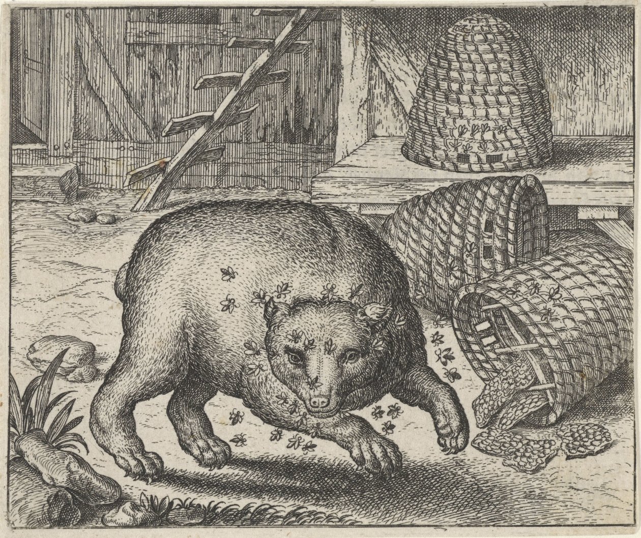 Fabel om björnen och bina av Egidius  Sadeler (II)