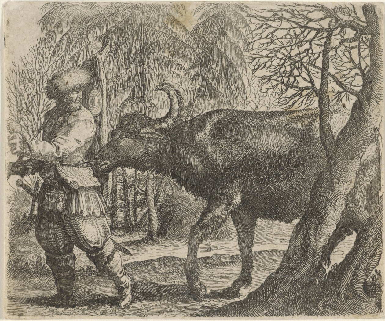 Fabel om buffeln och bonden av Egidius  Sadeler (II)