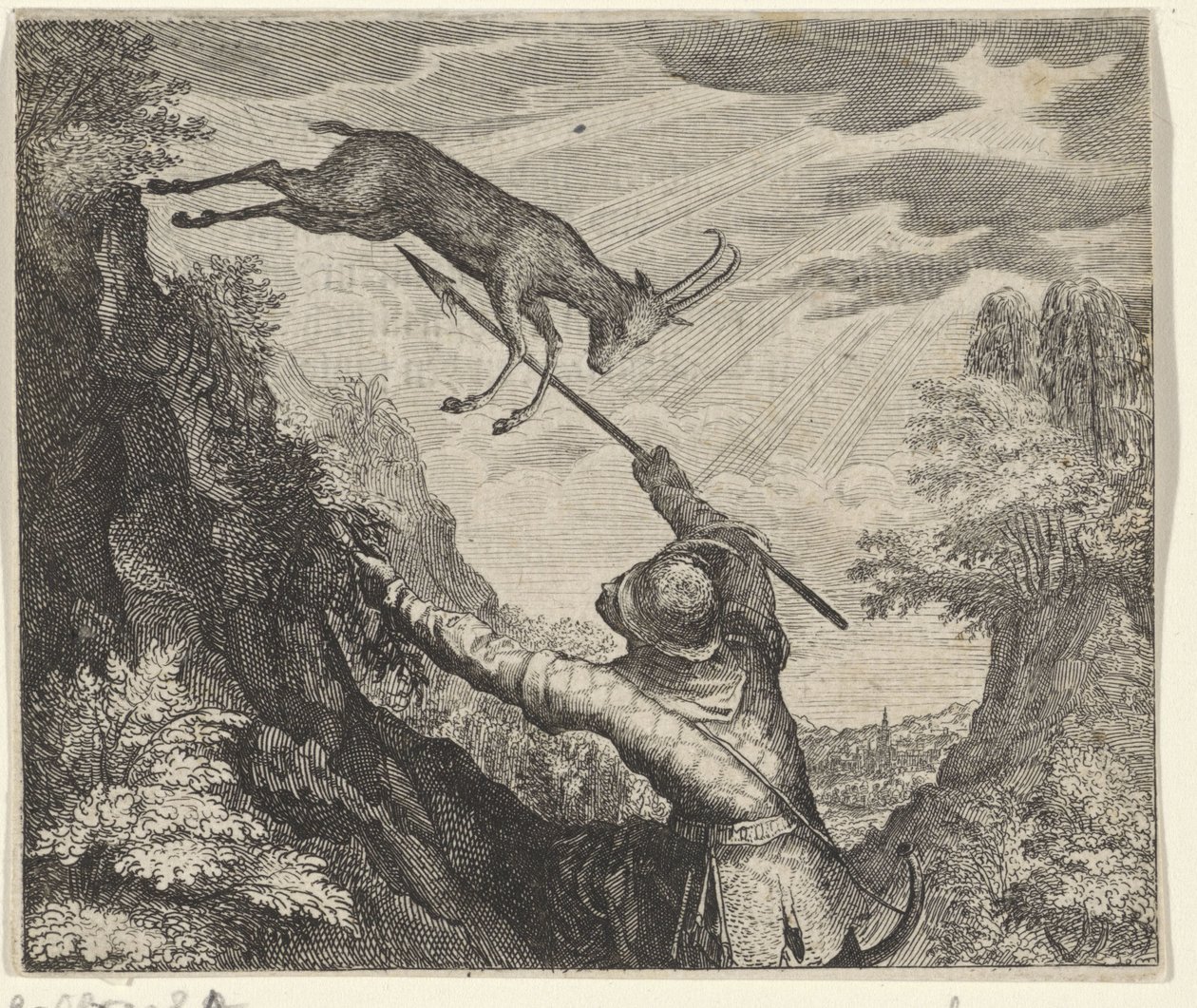 Fabel om sämskarna och jägaren av Egidius  Sadeler (II)