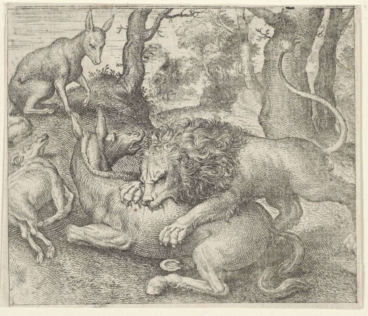 Fabeln om lejonet och räven av Egidius  Sadeler (II)