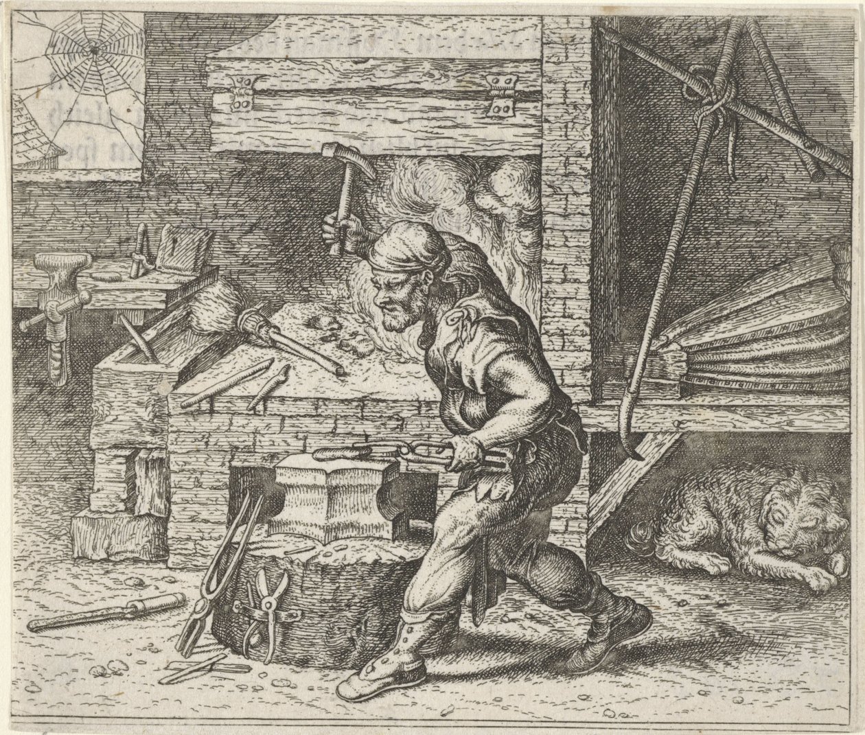 Fabel om smeden och hunden av Egidius  Sadeler (II)