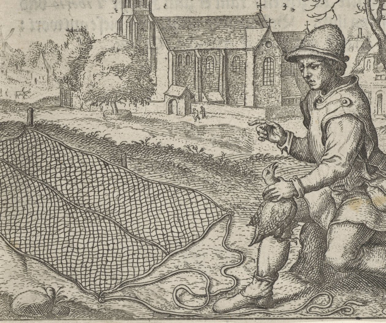Fabel om fågelfångaren och rapphönan av Egidius  Sadeler (II)