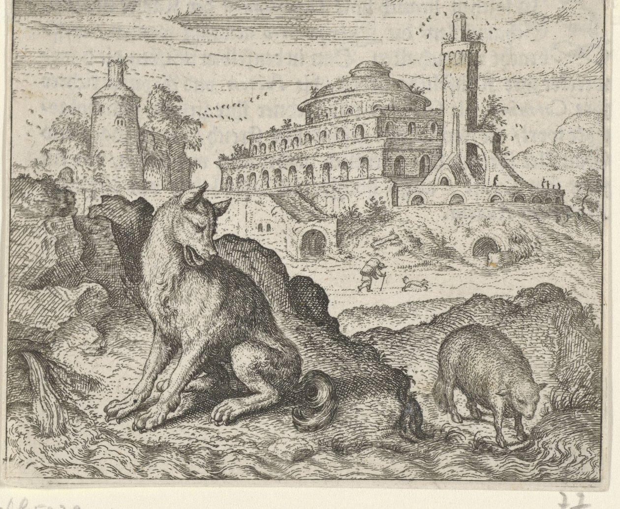Fabel om vargen och lammet av Egidius  Sadeler (II)