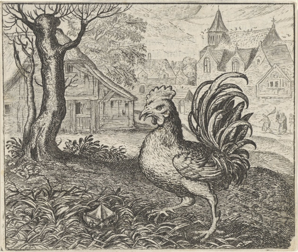 Fabel om hanen och diamanten av Egidius  Sadeler (II)
