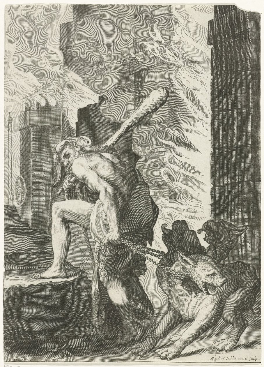 Hercules och Cerberus av Egidius  Sadeler (II)
