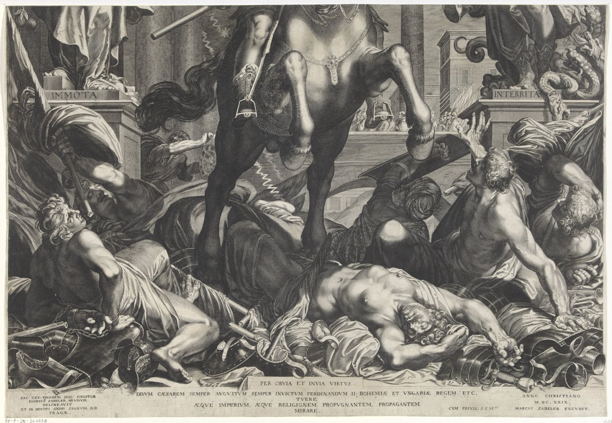 Kejsar Ferdinand II till häst (nedre arket) av Egidius  Sadeler (II)