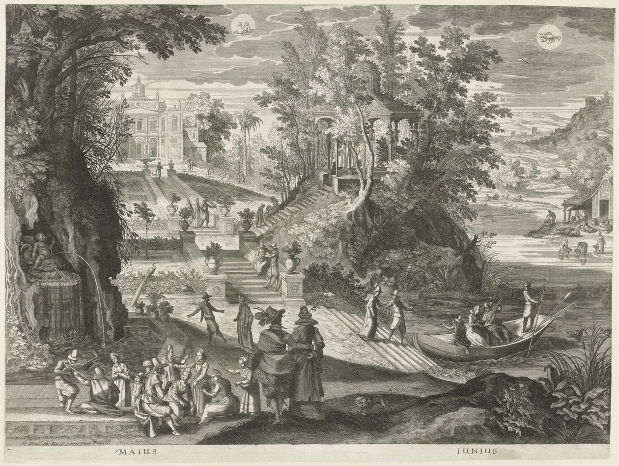 maj och juni De tolv månaderna i sex italienska landskap (serietitel) av Egidius  Sadeler (II)