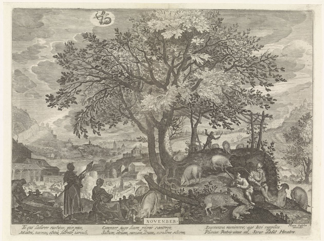 november (titel på objekt) De tolv månaderna (serietitel) av Egidius  Sadeler (II)