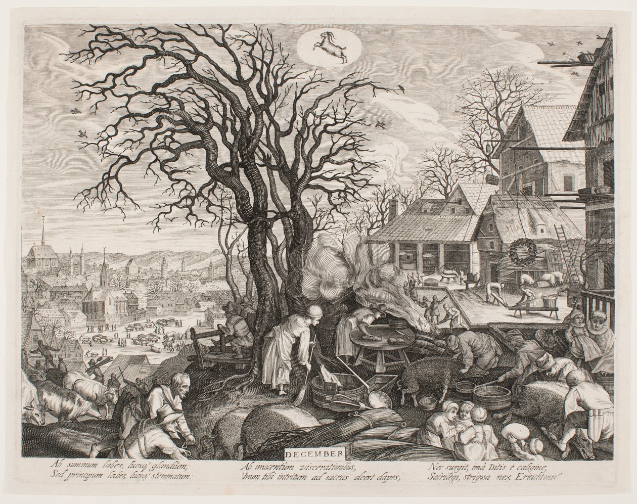December, från serien "De tolv månaderna" av Aegidius Sadeler II