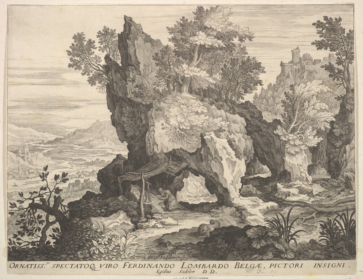 Stenigt landskap med St. Jerome. av Aegidius Sadeler II