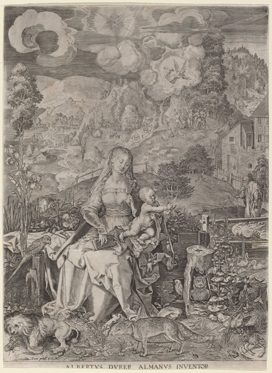 Jungfru och barn i ett landskap av Aegidius Sadeler II after Albrecht Dürer