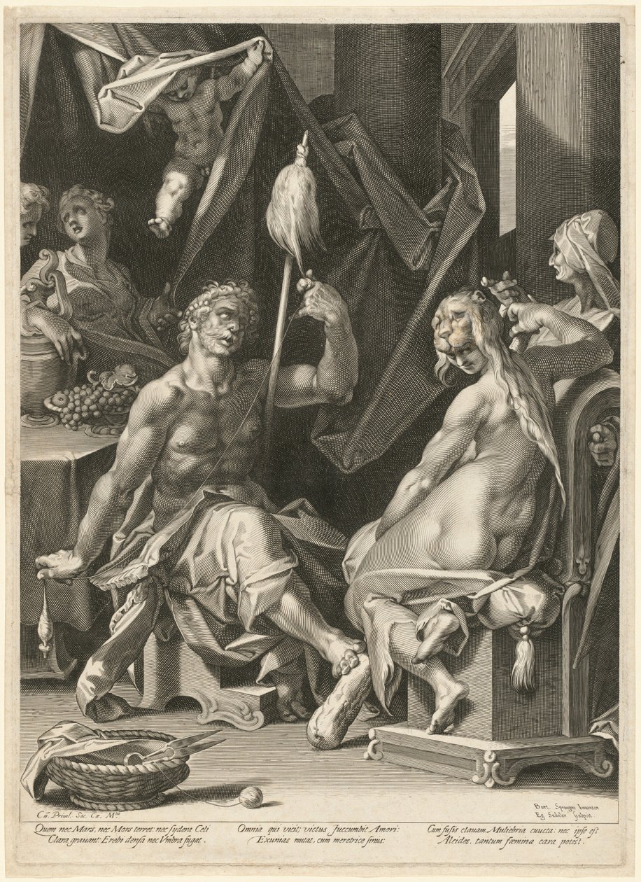 Hercules och Omphale av Aegidius Sadeler II, after Bartholomaeus Spranger