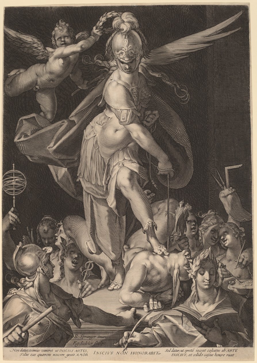 Visdom erövrar okunnighet av Aegidius Sadeler II, after Bartholomaeus Spranger