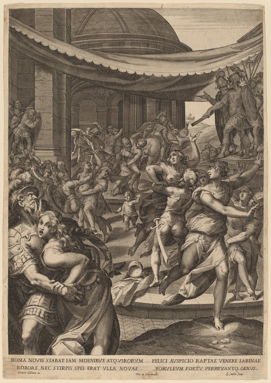 Sabinernas våldtäkt av Aegidius Sadeler II after Denys Calvaert