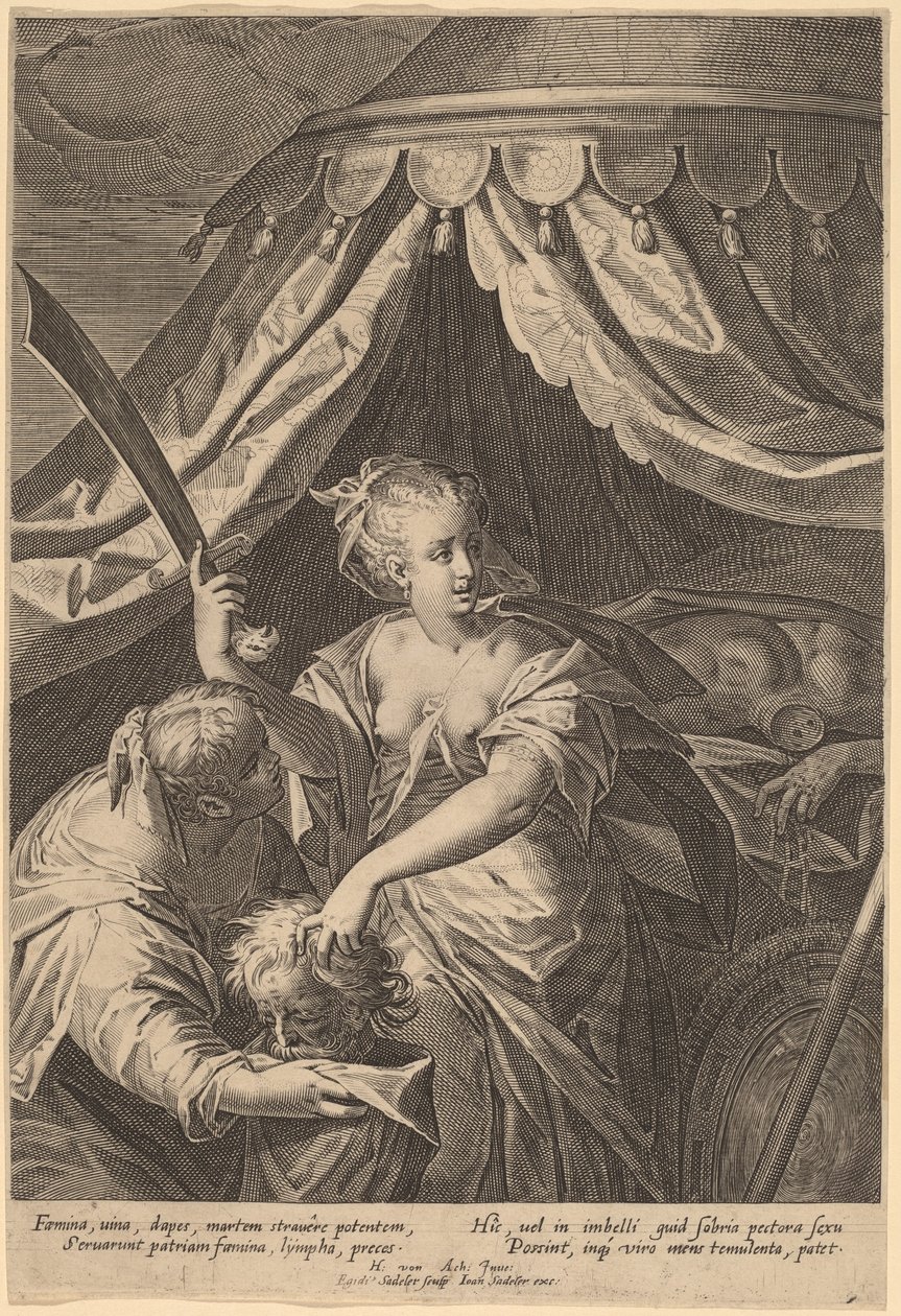 Judith med huvudet av Holofernes av Aegidius Sadeler II, after Hans von Aachen