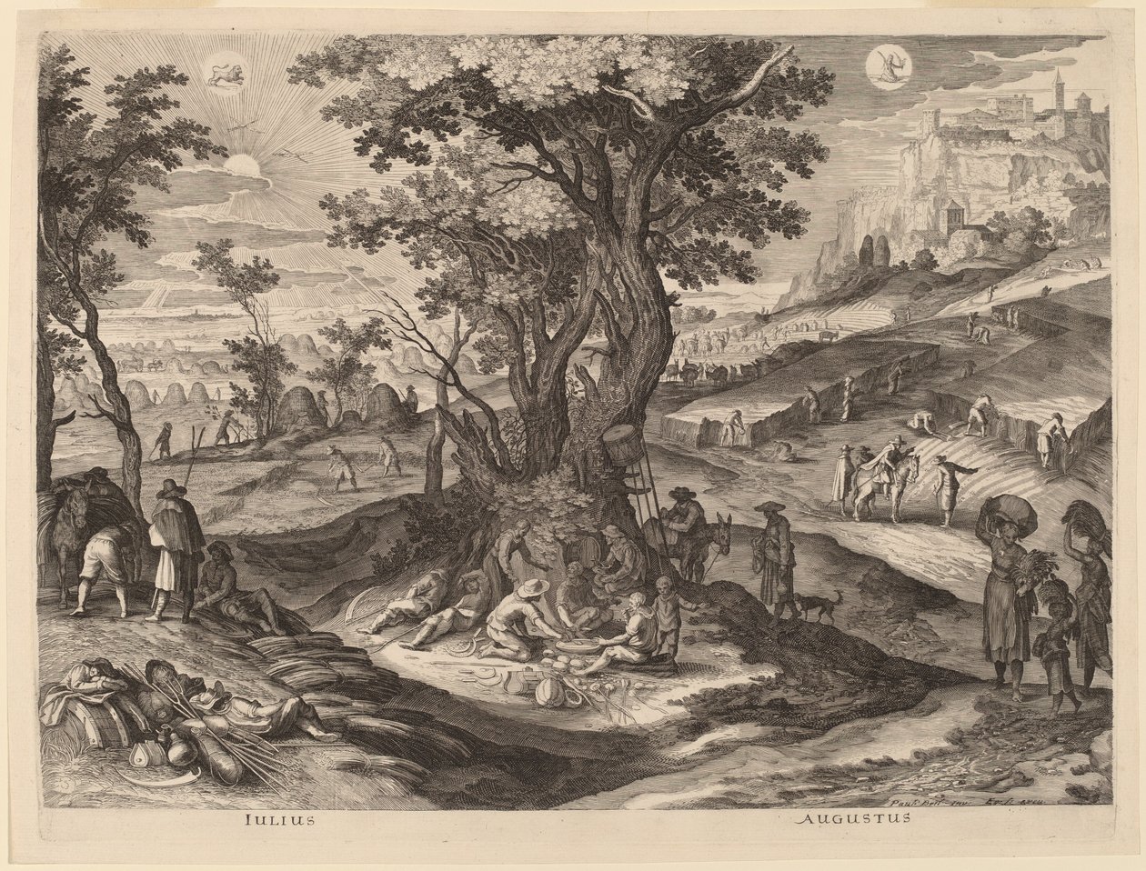 juli och augusti av Aegidius Sadeler II after Paul Bril
