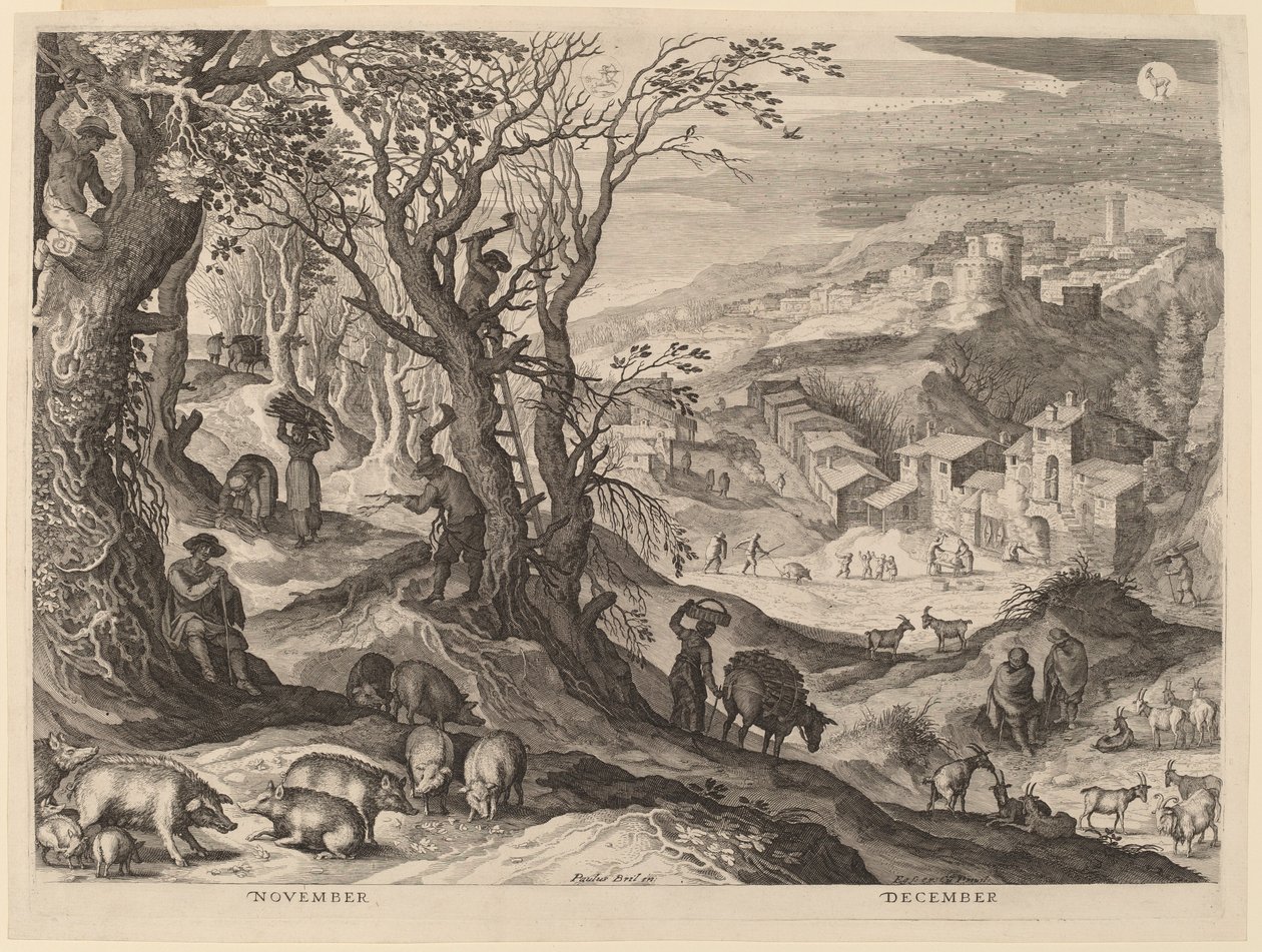 november och december av Aegidius Sadeler II after Paul Bril