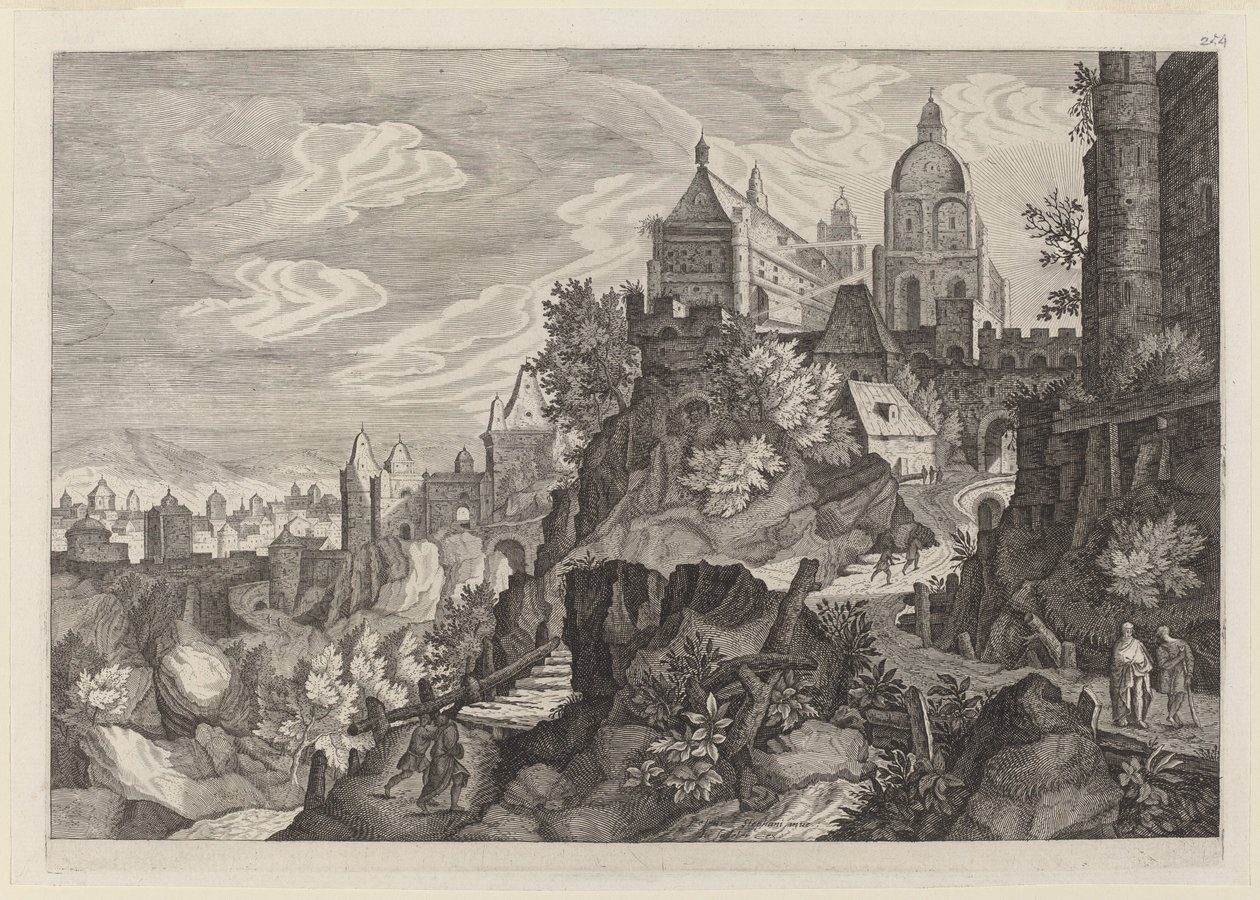 Stenigt landskap i Böhmen av Aegidius Sadeler II after Pieter Stevens