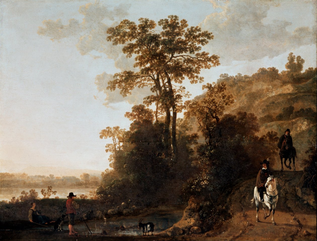 An Evening Ride near a River av Aelbert Cuyp