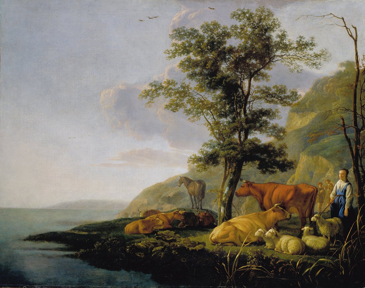 Cattle near a River av Aelbert Cuyp