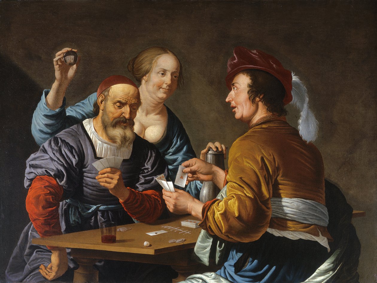 Cardsharps in an Interiör, 1656 av Aelbert Jansz. van der Schoor