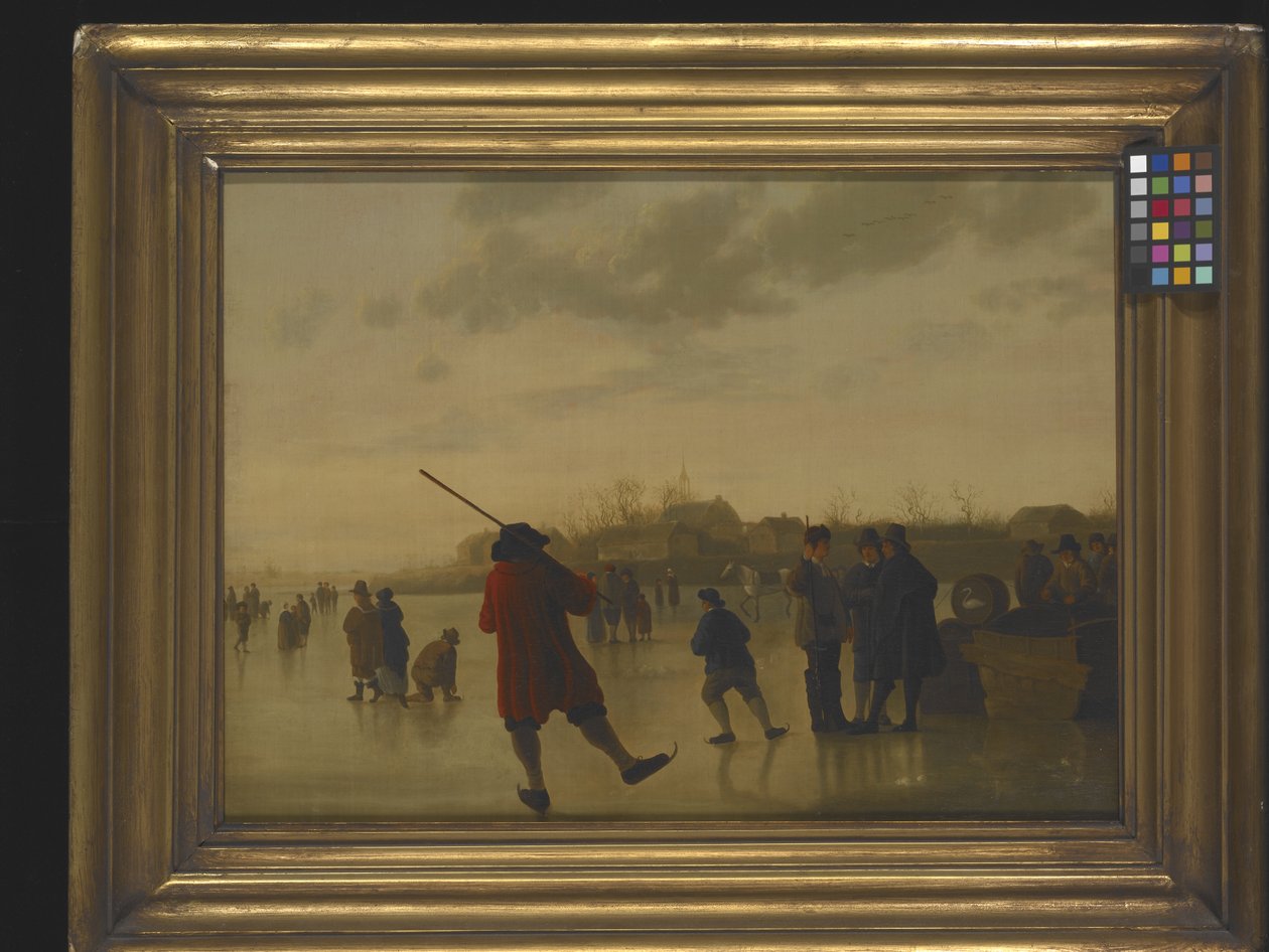 A Frozen River Landscape With Skaters (olja på duk) av Aelbert Cuyp