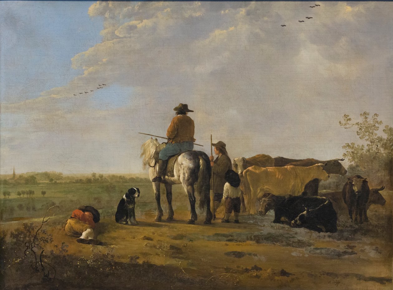 Ett landskap med ryttare, ca 1655-60 (olja på duk) av Aelbert Cuyp