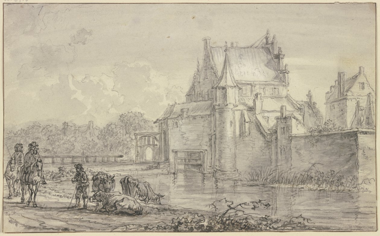 Den gamla Delftporten i Rotterdam av Aelbert Cuyp