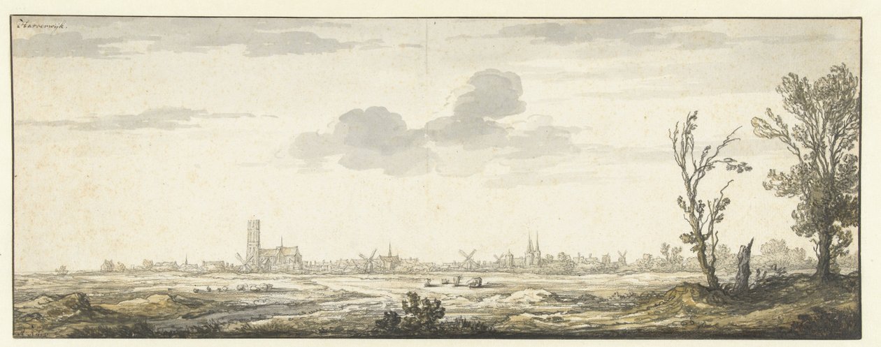 Utsikt över Harderwijk Harderwijk. (titel på objekt) av Aelbert Cuyp