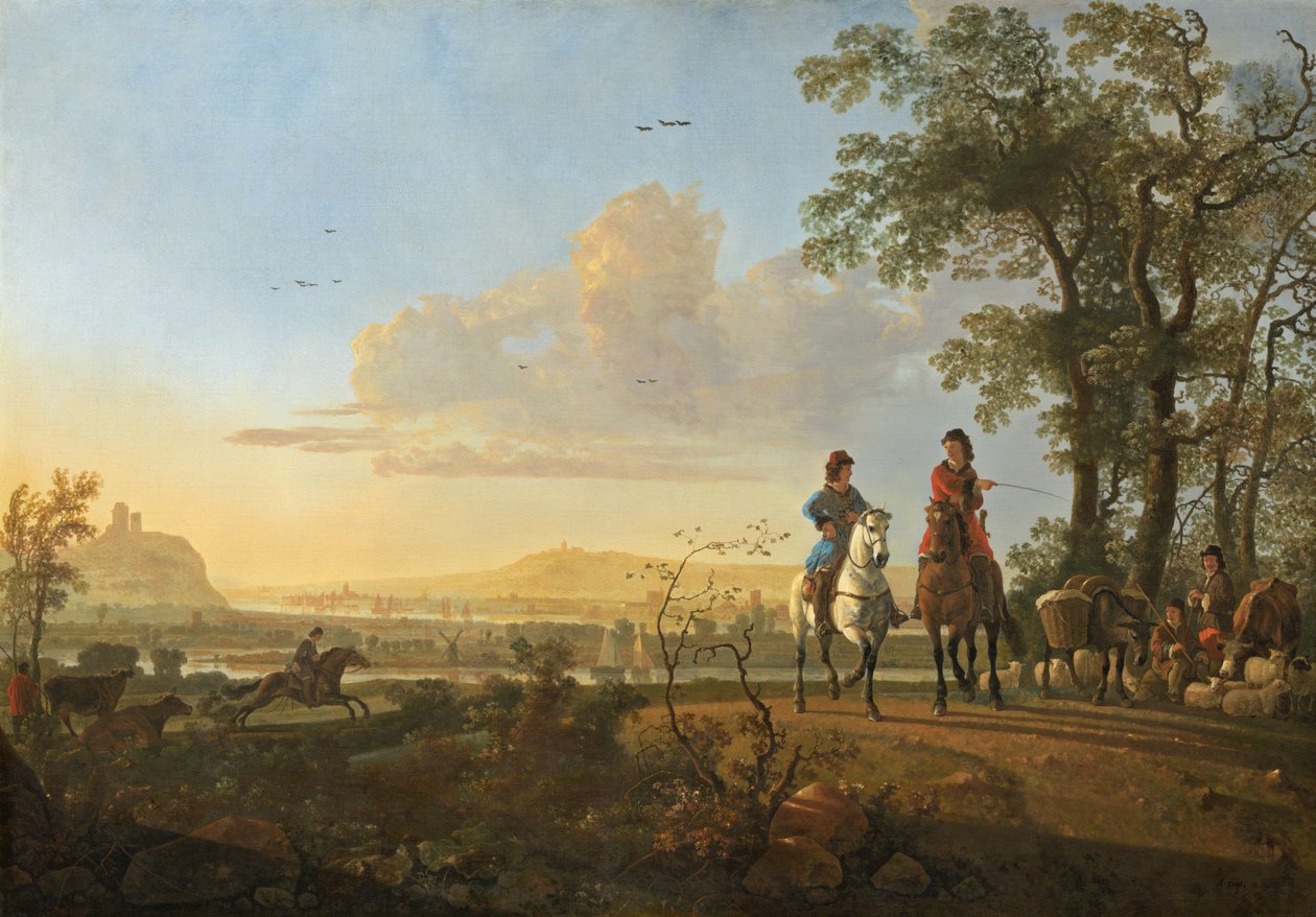Ryttare och herdar med boskap, 16551660. av Aelbert Cuyp