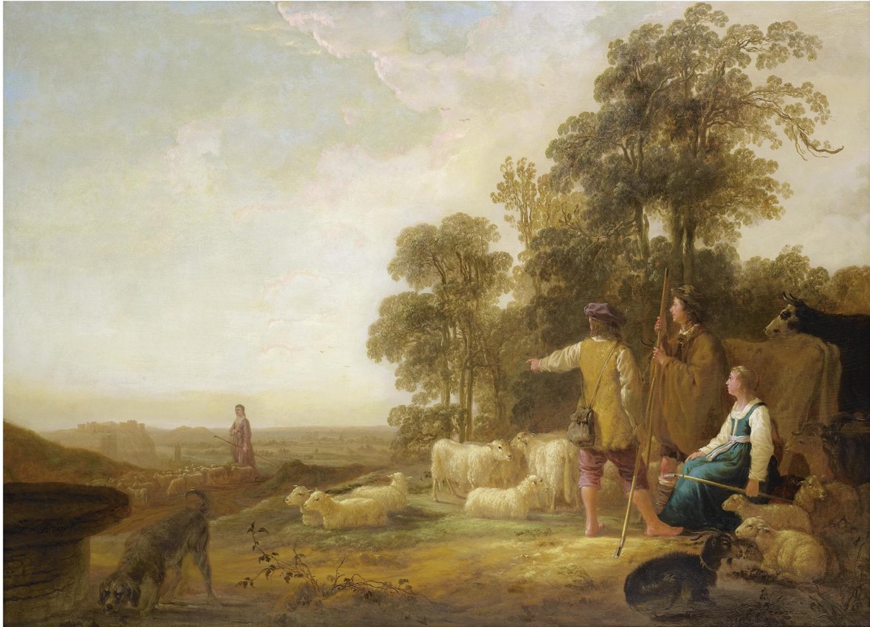 Landskap med herdar och herdinnor av Aelbert Cuyp