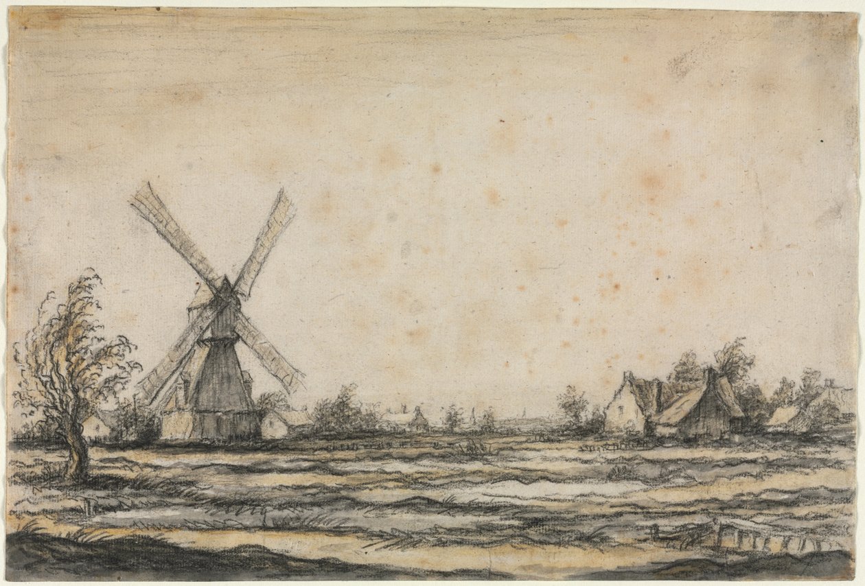 Landskap med en väderkvarn nära en bondgård av Aelbert Cuyp