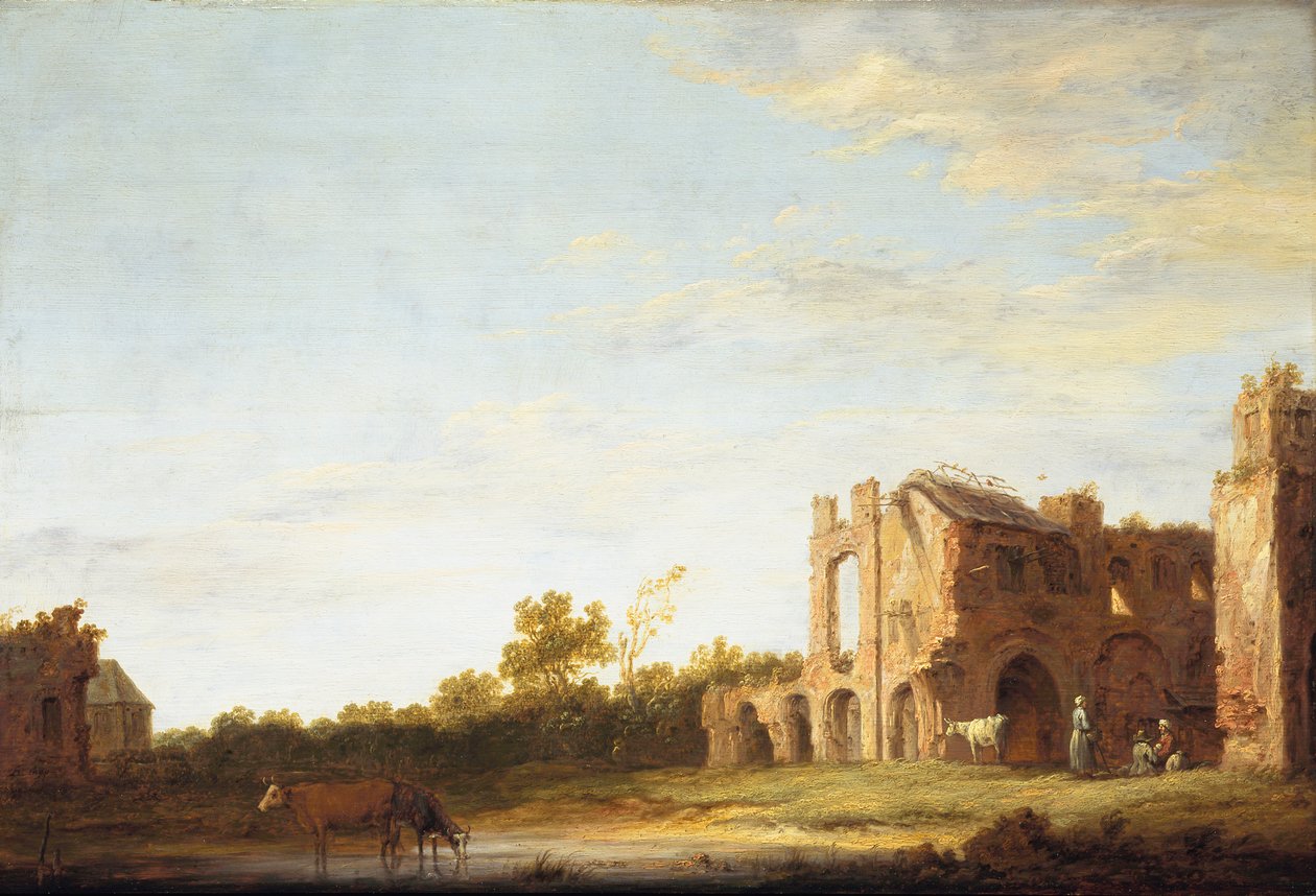 Landskap med ruinerna av Rijnsburgs kloster, nära Leiden av Aelbert Cuyp