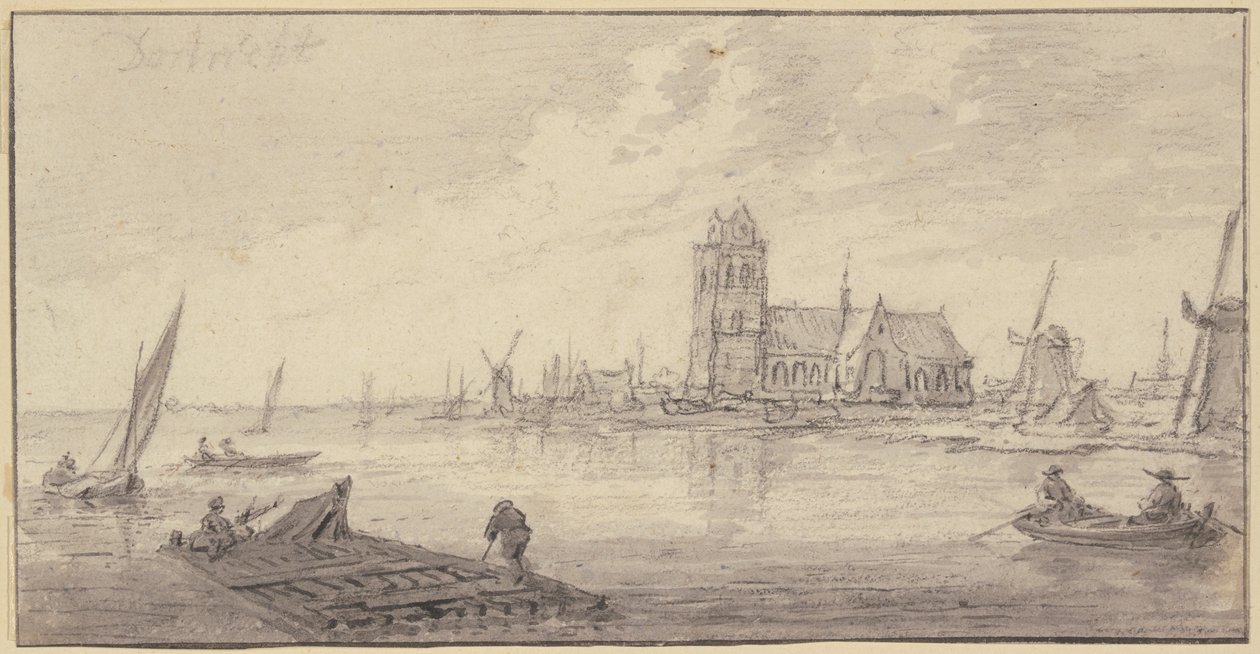 Timmerflottar utanför Dordrecht av Aelbert Cuyp