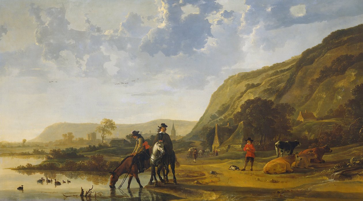 Flodlandskap med ryttare av Aelbert Cuyp