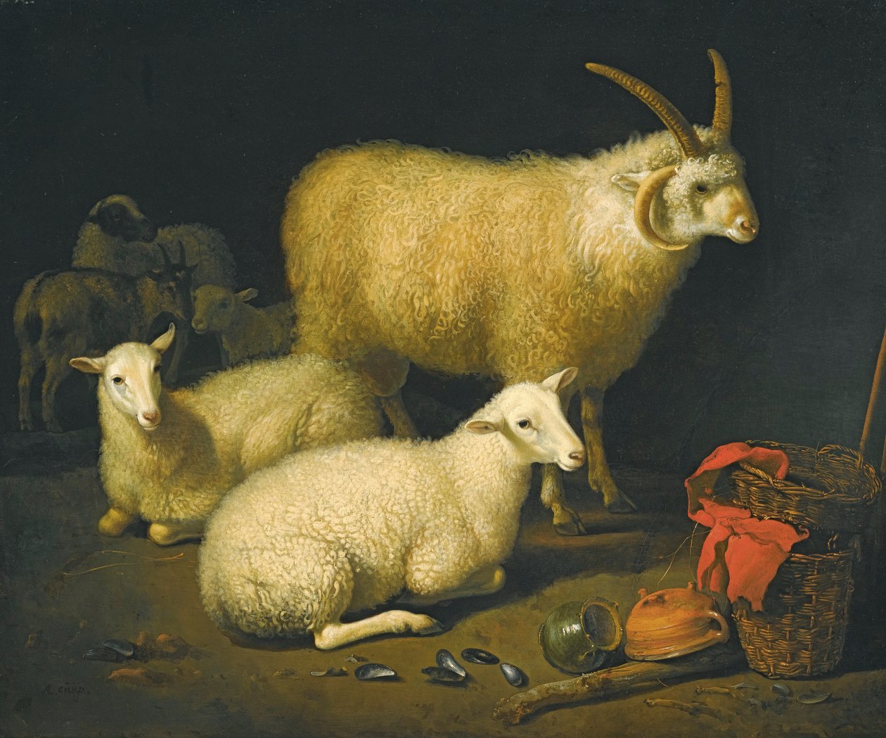 Får i ett stall av Aelbert Cuyp
