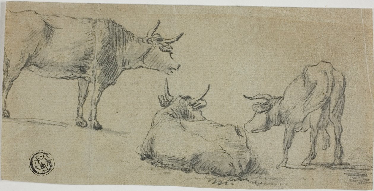 Tre skisser av kor av Aelbert Cuyp
