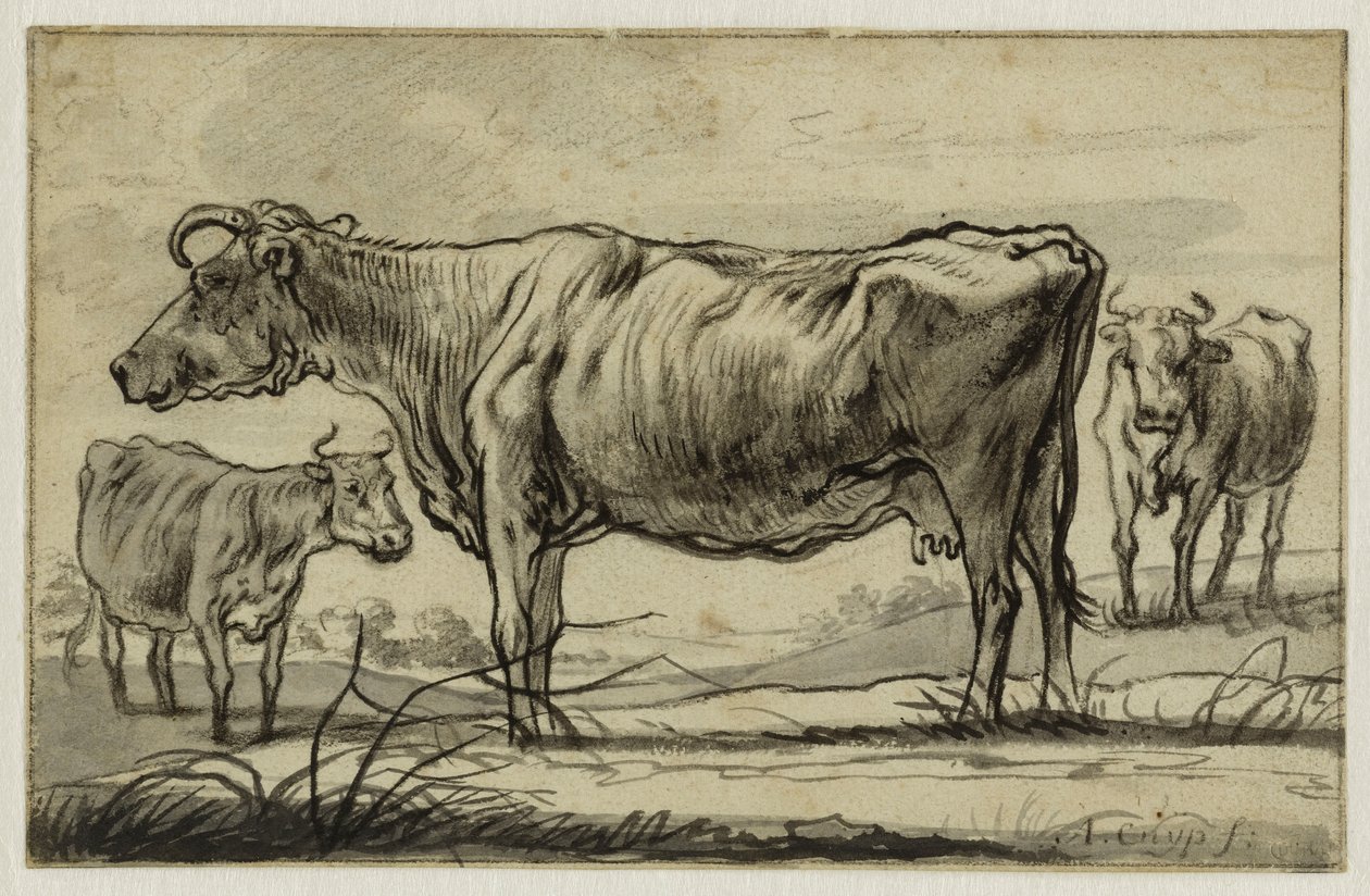 Tre kor på bete (Lugt 16) av Aelbert Cuyp