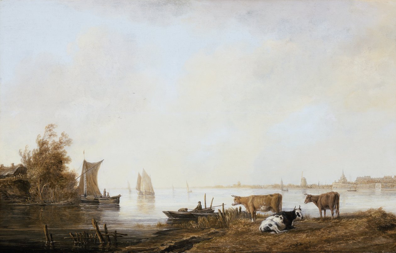 Utsikt över Maas nära Dordrecht av Aelbert Cuyp