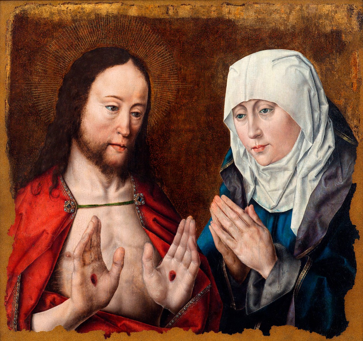 Kristus visar sin mor spiksåren i sina händer, ca. 1490. av Aelbrecht Bouts